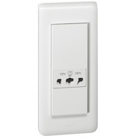 Prise pour rasoir IP24 IK04 Legrand Mosaic 5 modules - blanc