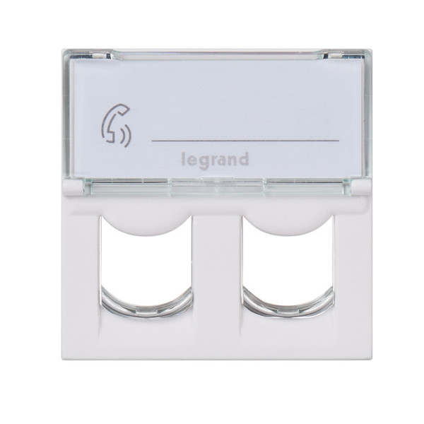 Plastron Legrand Mosaic - pour connecteur double Systimax - 2 mod - blanc