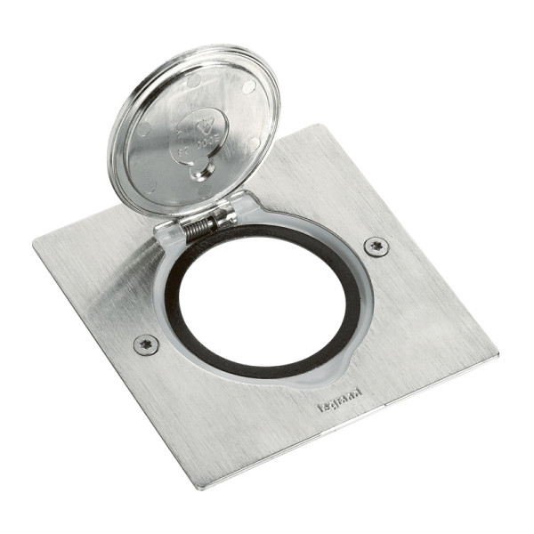 Platine de sol 1 poste carrée à équiper Platinum IP44 IK08 - inox brossé