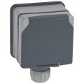 Prise 3P+T à volet - 20 A - 400 V~ - Plexo 66 monobloc gris - IP66/IK08