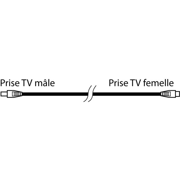 Rallonge TV - 1 fiche femelle + 1 fiche mâle Ø9,52 mm - L. 2 m - blanc (gencod)