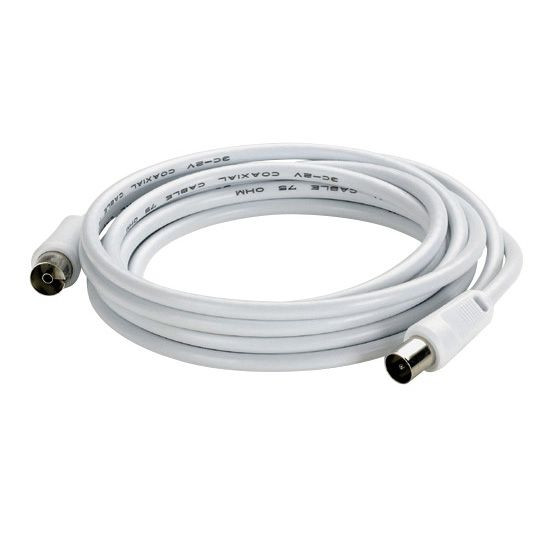 Rallonge TV - 1 fiche femelle + 1 fiche mâle Ø9,52 mm - L. 5 m - blanc (gencod)