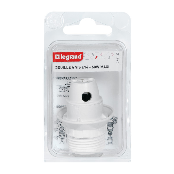 Douille polyamide e14 blanc avec bague