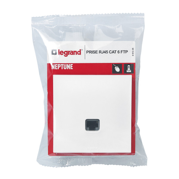 Prise RJ45 Multimédia Catégorie 6 FTP Blanc Neptune Legrand