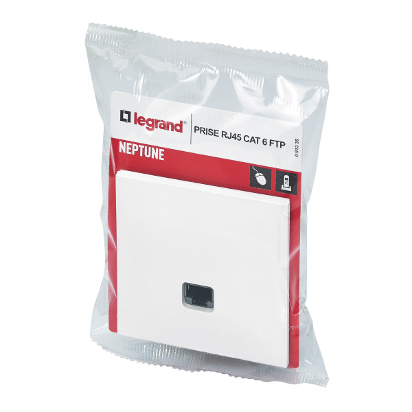 Prise RJ45 Multimédia Catégorie 6 FTP Blanc Neptune Legrand