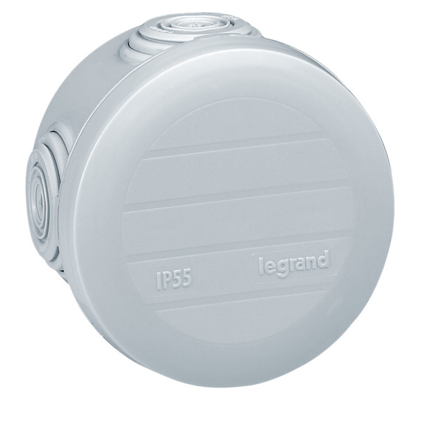 Boîte de dérivation ronde Ø60mm Legrand Plexo étanche Gris Hauteur 40mm 4 embouts IP55/IK07