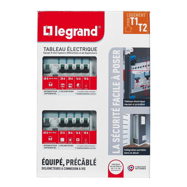 Tableau électrique Equipé Legrand - Spécial Pour Logement T1 ou T2