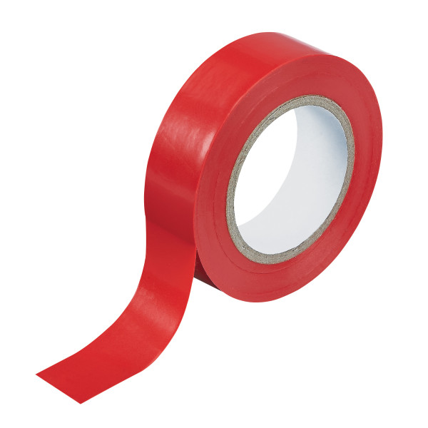 Ruban adhésif - PVC - 15 mm x 10 m - rouge (blister)