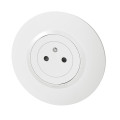 Prise de courant déco 2P+T Surface Legrand dooxie -  16A livrée avec plaque ronde blanche et griffes