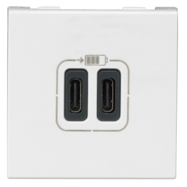 Mosaic prise double chargeur usb c+c 3a 2 modules composable blanc