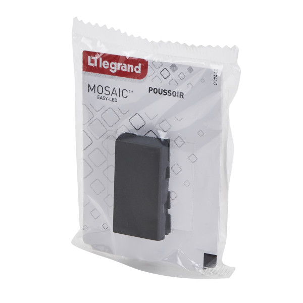 Mosaic poussoir 6a 1 module composable noir mat