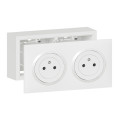 Legrand dooxie - Kit double prise de courant 2P+T Surface dooxie 16A précâblées livrée avec cadre pour montage en saillie finition blanc