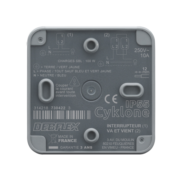 Cyklone ip55 va et vient anthracite