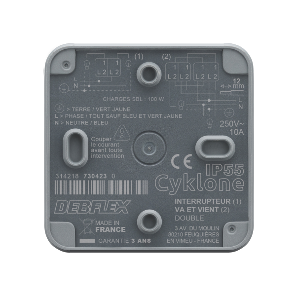 Cyklone ip55 double va et vient anthracite