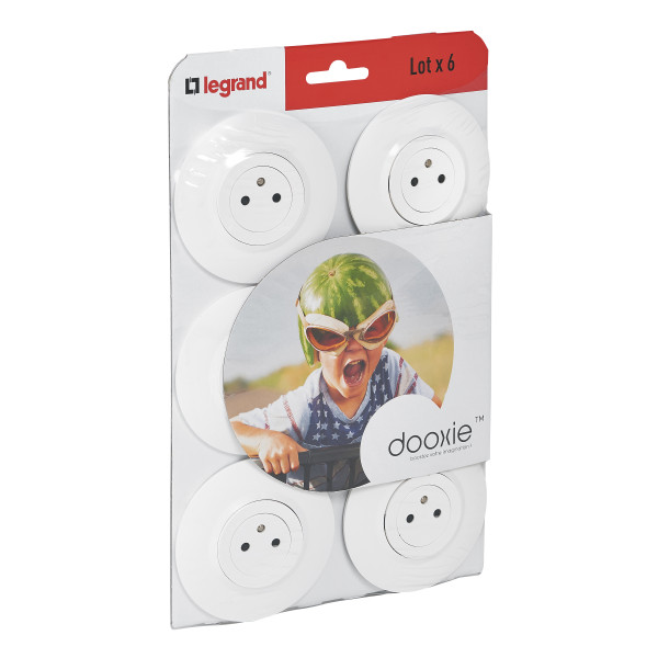 Legrand dooxie lot de 6 prises de courant surface avec terre blanc complet deco