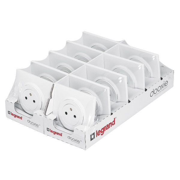 Lot de 10  prises de courant Legrand dooxie surface avec terre blanc complet