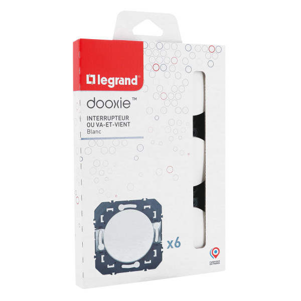 Legrand dooxie lot de 6 interrupteurs ou va et vients blanc composable