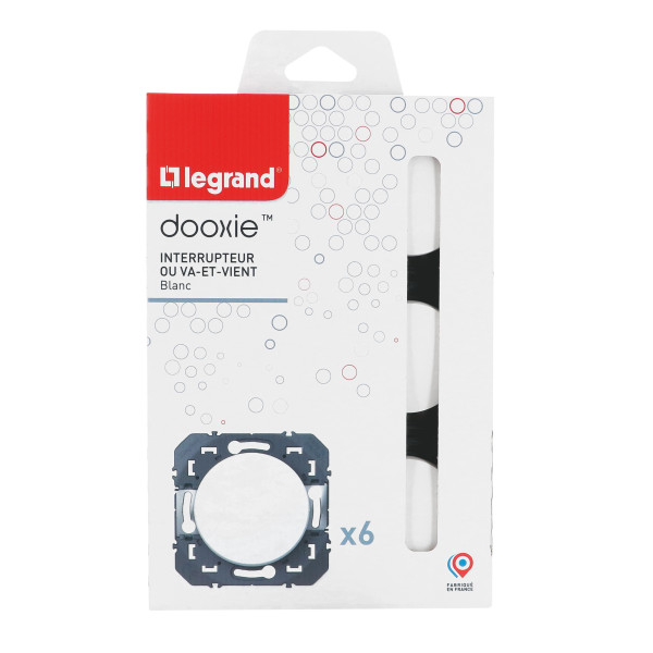 Legrand dooxie lot de 6 interrupteurs ou va et vients blanc composable