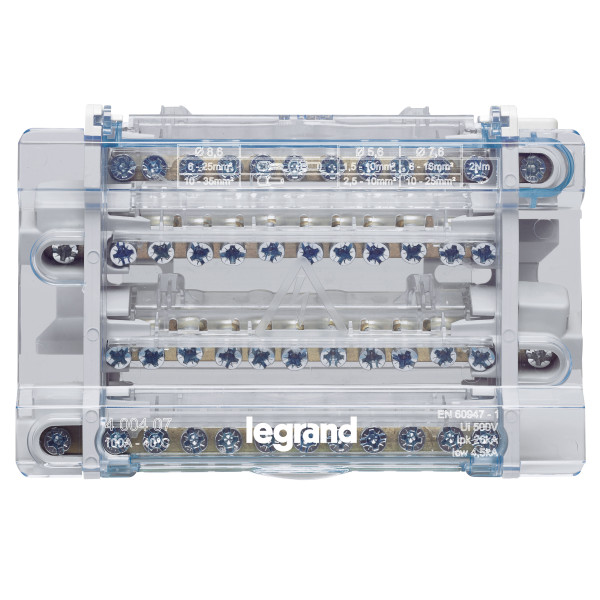 Répartiteur modulaire à barreaux étagés tétrapolaire Legrand - 100A 11 départs - 8 modules