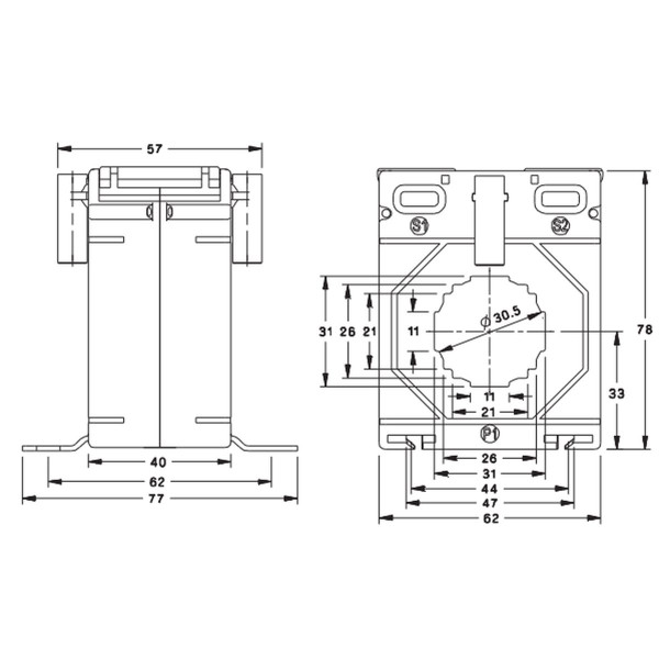 Transformateur intensité - 200/5 a - fam tx30 - 30,5 mm - cl 0,2s - 5 va