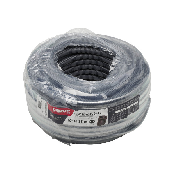 Gaine ICTA Debflex bobine 25m 3422 d16 gris