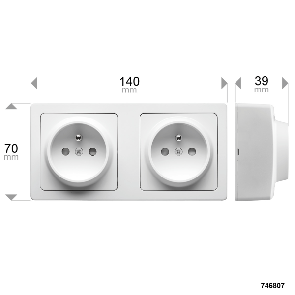 Blok double prise de courant 2p+t precablee blanc