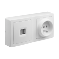 Blok duo prise usb double 2,1a + prise de courant 2p+t blanc