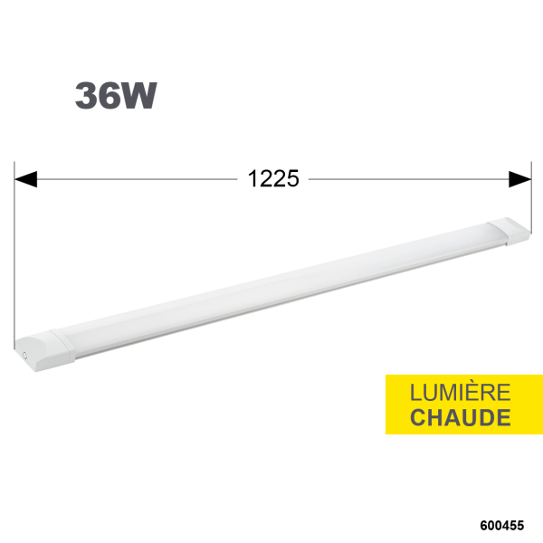 Reglette slim led ip65 1200mm smd 36w 3000k 2800lm