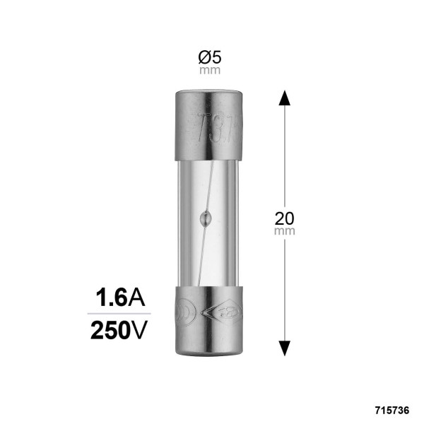 Sachet de 3 fusibles Debflex verre à fusion lente 5x20 250v 1,5a