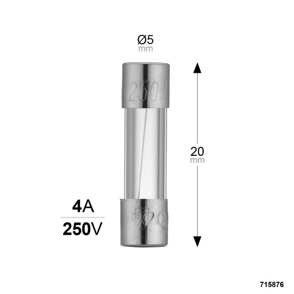 Sachet de 3 fusibles Debflex verre à fusion rapide 5x20 4a 250v