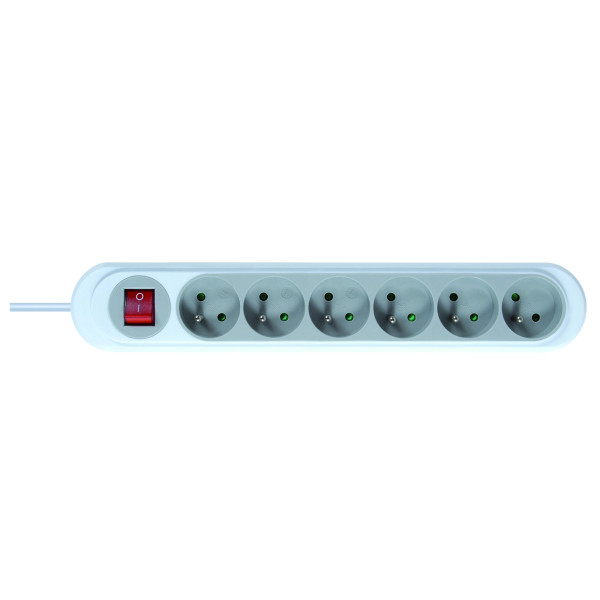 Rallonge multiprise Debflex galet nola 6 prises 2p+t 16a avec inter cordon 1,45m pegboardable