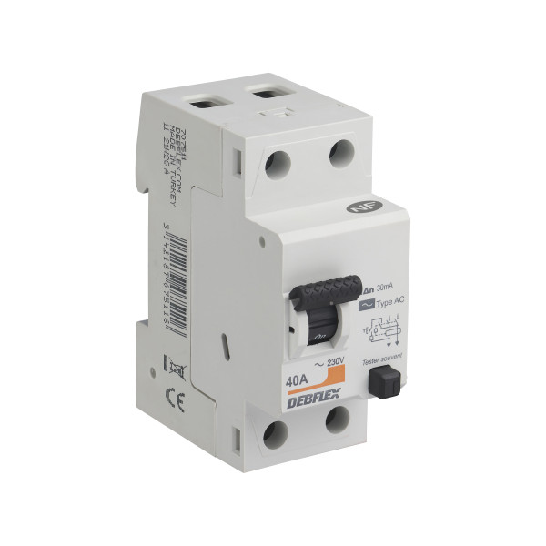 Interrupteur Différentiel DEBFLEX 2P – 40 A – 30 mA – Type AC – 2 Modules