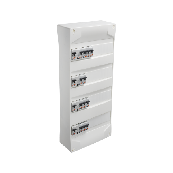 Coffret pre equipe 4 rangees- 4 inter diff (40a type a et ac, 63a type a) 12 disjoncteurs (5*10a, 3*16a, 3*20a, 1*32a)